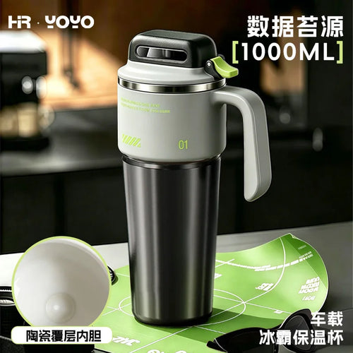 1 liter insulated water bottle with straw