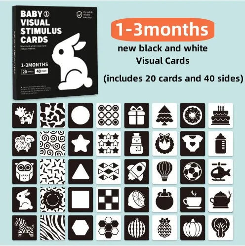 Cartes Flash Bébé Noir et Blanc – Stimulation Visuelle Éducative SUN N.