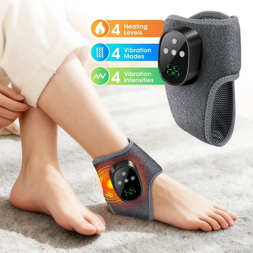 Masseur de cheville chauffant à 4 modes et 4 niveaux d'intensité, enveloppement électrique rechargeable pour les pieds, 1800 mAh, pour la relaxation à domicile SUN N.