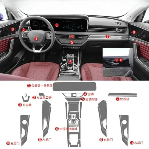 Film de Protection TPU Transparent pour Hongqi HS5 2019-2022, protection intérieure sur mesure.