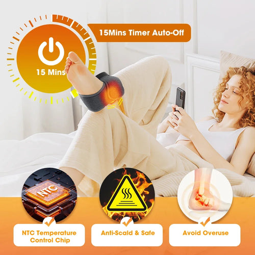 Masseur de cheville chauffant à 4 modes et 4 niveaux d'intensité, enveloppement électrique rechargeable pour les pieds, 1800 mAh, pour la relaxation à domicile SUN N.