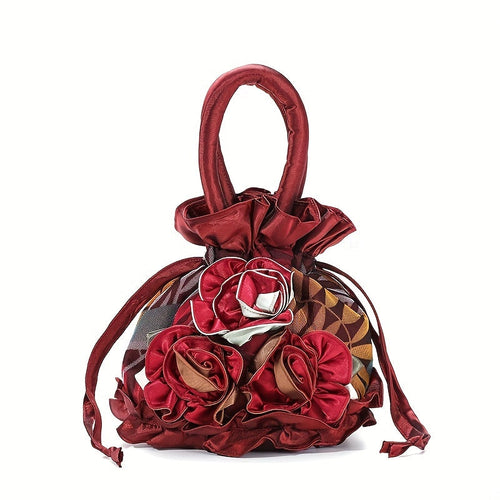 Sac à main à cordon avec décor floral, petit sac de soirée tendance, sac simple pour téléphone, mignon sac seau SUN N.