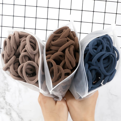 Elastic Hair Ties Set 50pcs Ponytail Holders Solid Color Hair Accessories