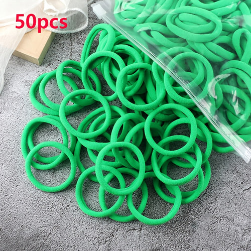 Elastic Hair Ties Set 50pcs Ponytail Holders Solid Color Hair Accessories