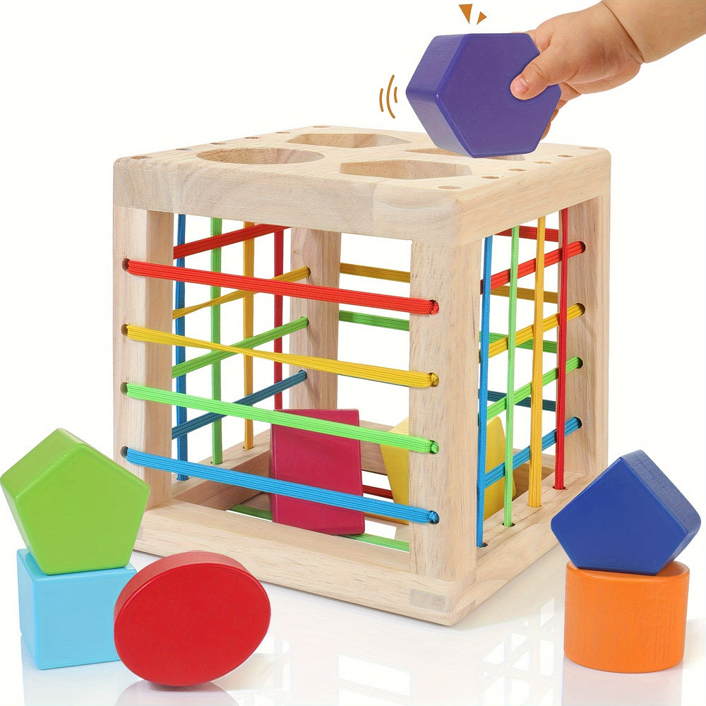 Cube de tri de formes en bois - Jouet éducatif pour tout-petits 1-3 ans SUN N.