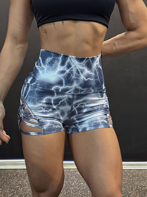 high waist leopard yoga shorts cross back fitness workout shorts