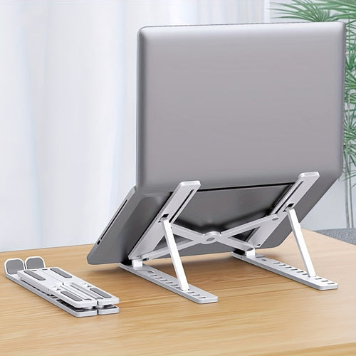 Support d'ordinateur portable à fourche unique pliable surélevable avec base de refroidissement, support de bureau pour tablette portable compatible avec tous les ordinateurs portables, matériau ABS, dix niveaux réglables SUN N.