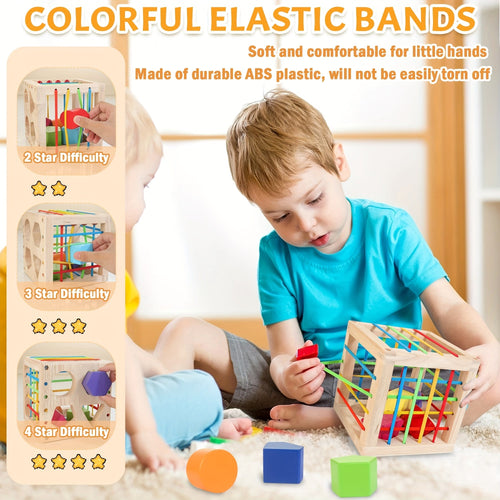 Cube de tri de formes en bois - Jouet éducatif pour tout-petits 1-3 ans SUN N.