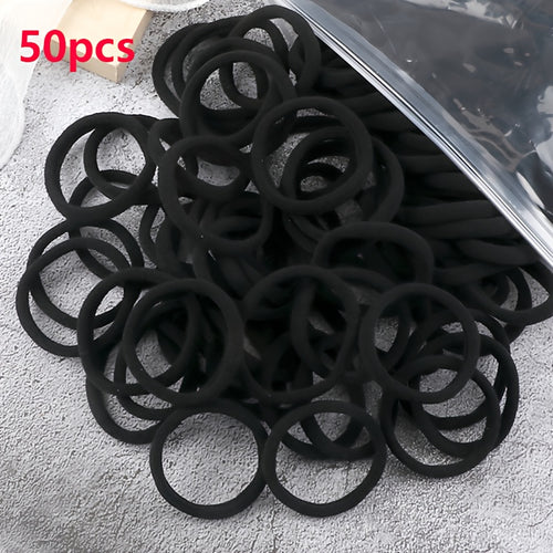 Elastic Hair Ties Set 50pcs Ponytail Holders Solid Color Hair Accessories