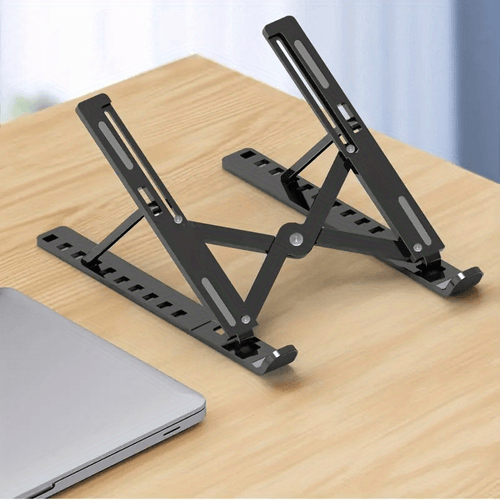Support d'ordinateur portable à fourche unique pliable surélevable avec base de refroidissement, support de bureau pour tablette portable compatible avec tous les ordinateurs portables, matériau ABS, dix niveaux réglables SUN N.