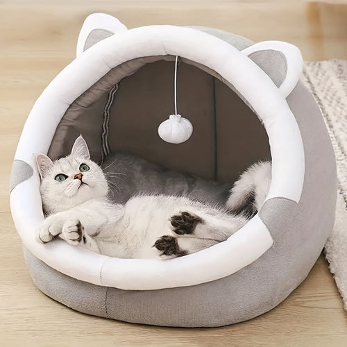 Maison de lit pour chat avec tente et jouets suspendus - Style classique SUN N.