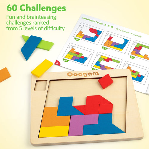 Puzzle Tangram Coogam en bois - 60 défis STEM pour tous les âges SUN N.