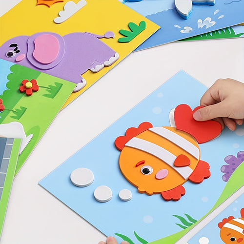 Lot de 10 autocollants 3D pour enfants - Formes d'animaux en EVA SUN N.