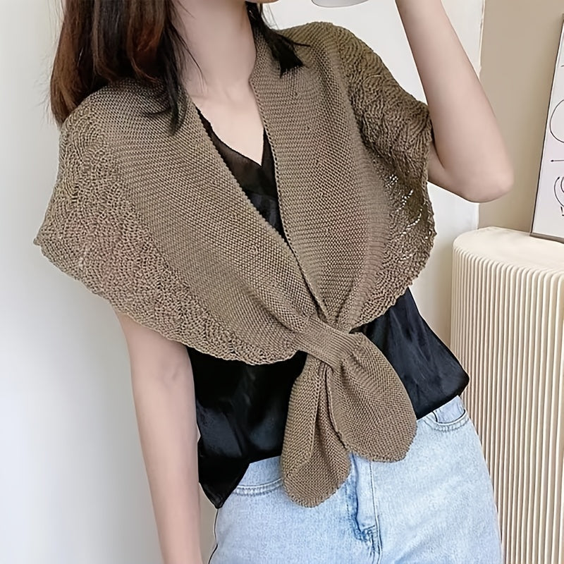 Châle en fil ajouré élégant pour femmes - Léger, respirant en polyester, parfait pour superposer ou porter seul, lavable en machine, écharpe décontractée pour le week-end | Châle polyvalent | Tricot élégant, châles pour l'hiver SUN N.