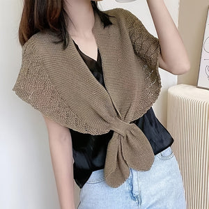 Châle en fil ajouré élégant pour femmes - Léger, respirant en polyester, parfait pour superposer ou porter seul, lavable en machine, écharpe décontractée pour le week-end | Châle polyvalent | Tricot élégant, châles pour l'hiver SUN N.