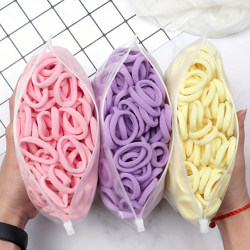 Elastic Hair Ties Set 50pcs Ponytail Holders Solid Color Hair Accessories