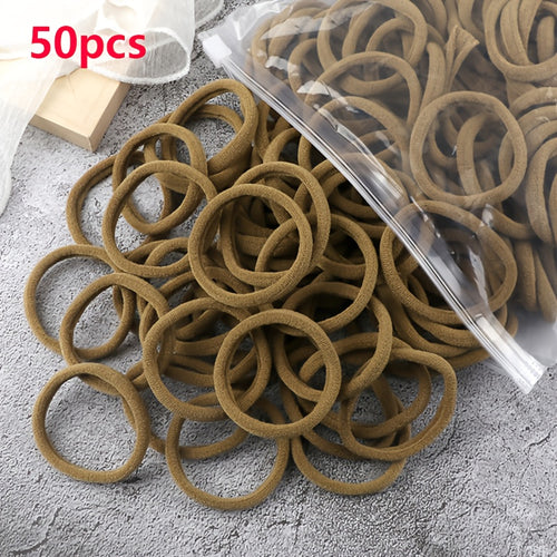 Elastic Hair Ties Set 50pcs Ponytail Holders Solid Color Hair Accessories