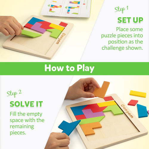 Puzzle Tangram Coogam en bois - 60 défis STEM pour tous les âges SUN N.
