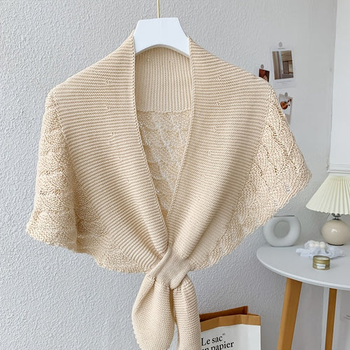 Châle en fil ajouré élégant pour femmes - Léger, respirant en polyester, parfait pour superposer ou porter seul, lavable en machine, écharpe décontractée pour le week-end | Châle polyvalent | Tricot élégant, châles pour l'hiver SUN N.